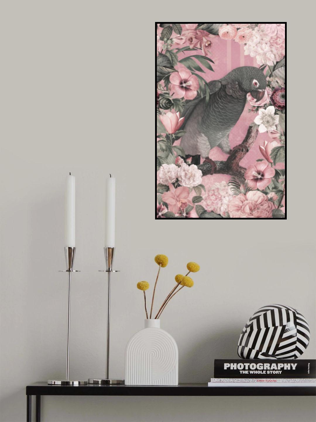 The Parrots Paradise Garden 3 Pastel Pink Poster och Canvastavla