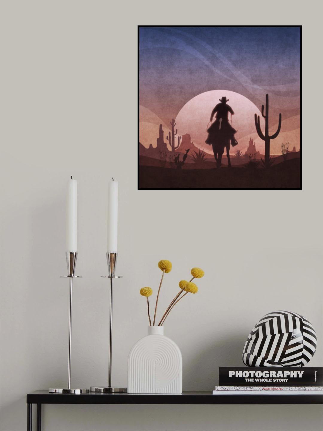 Cowboy Sunset Poster och Canvastavla