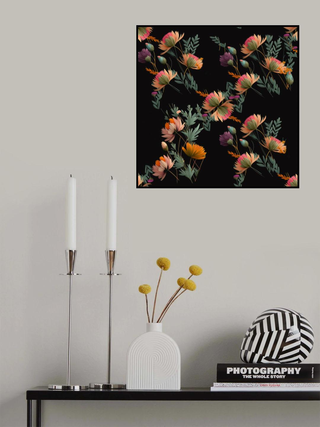 Wall Mural Pattern 2 3061 Black Poster och Canvastavla