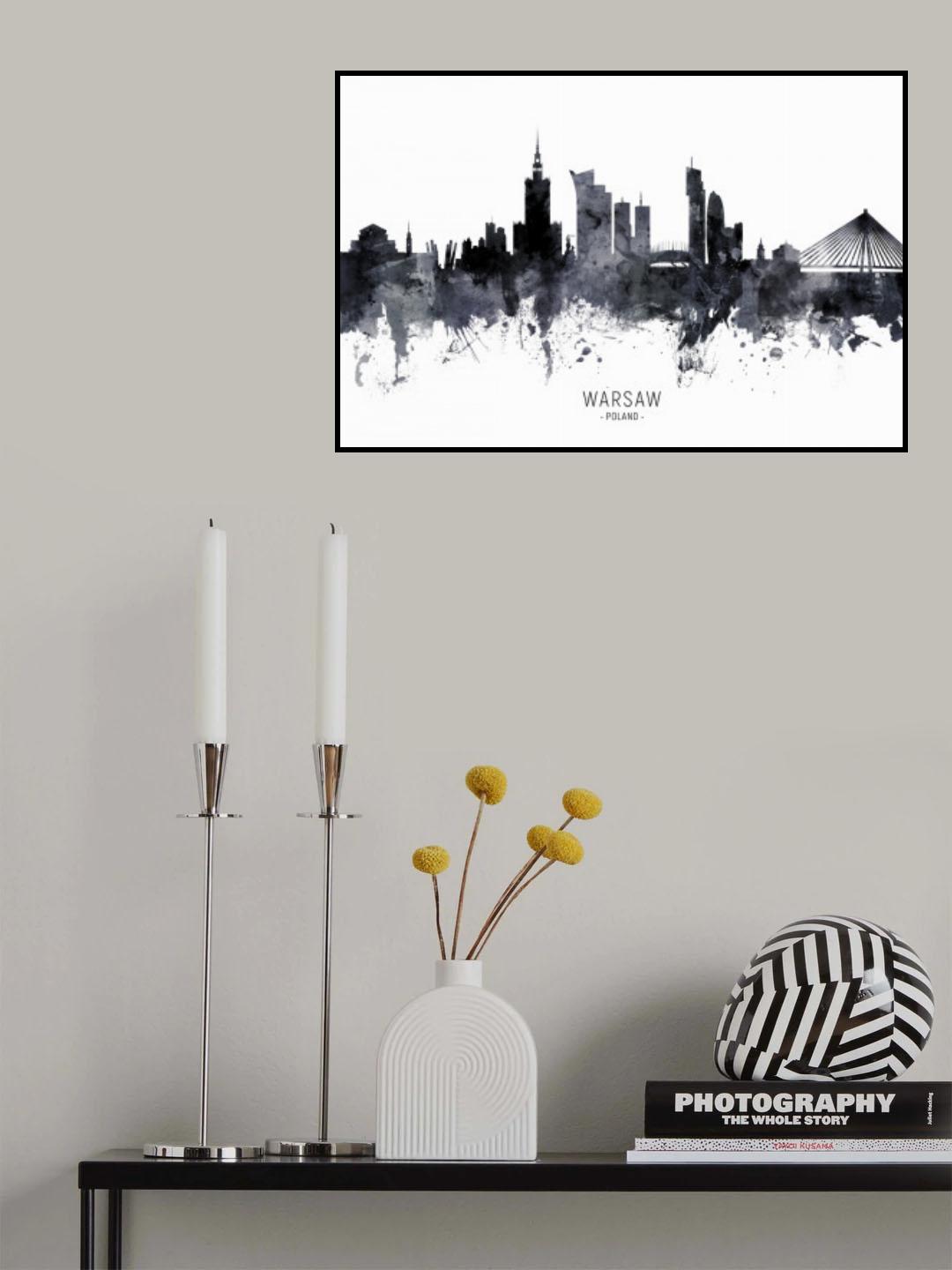Warsaw Poland Skyline Poster och Canvastavla