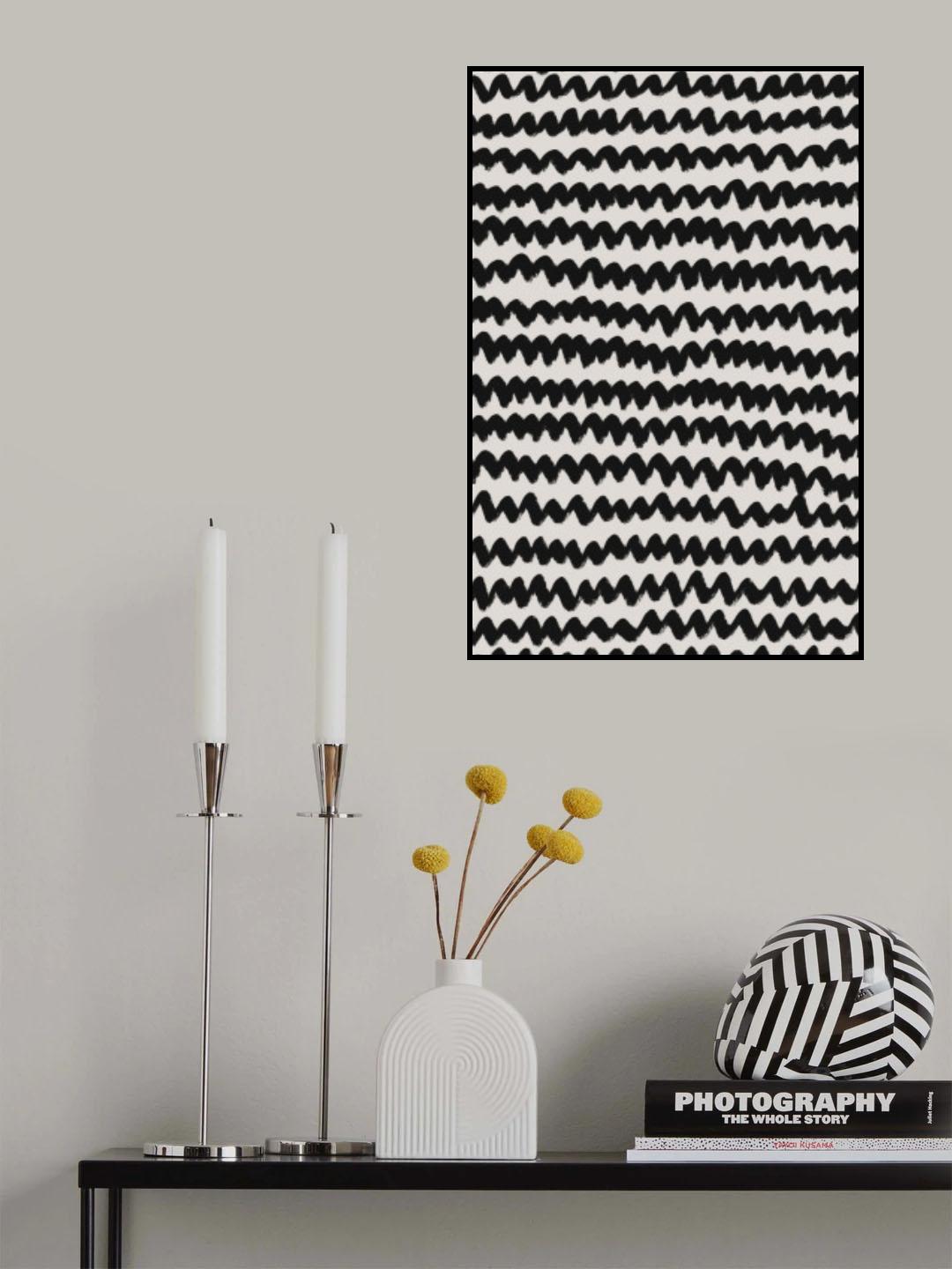Simple Black ZigZag Pattern Poster och Canvastavla