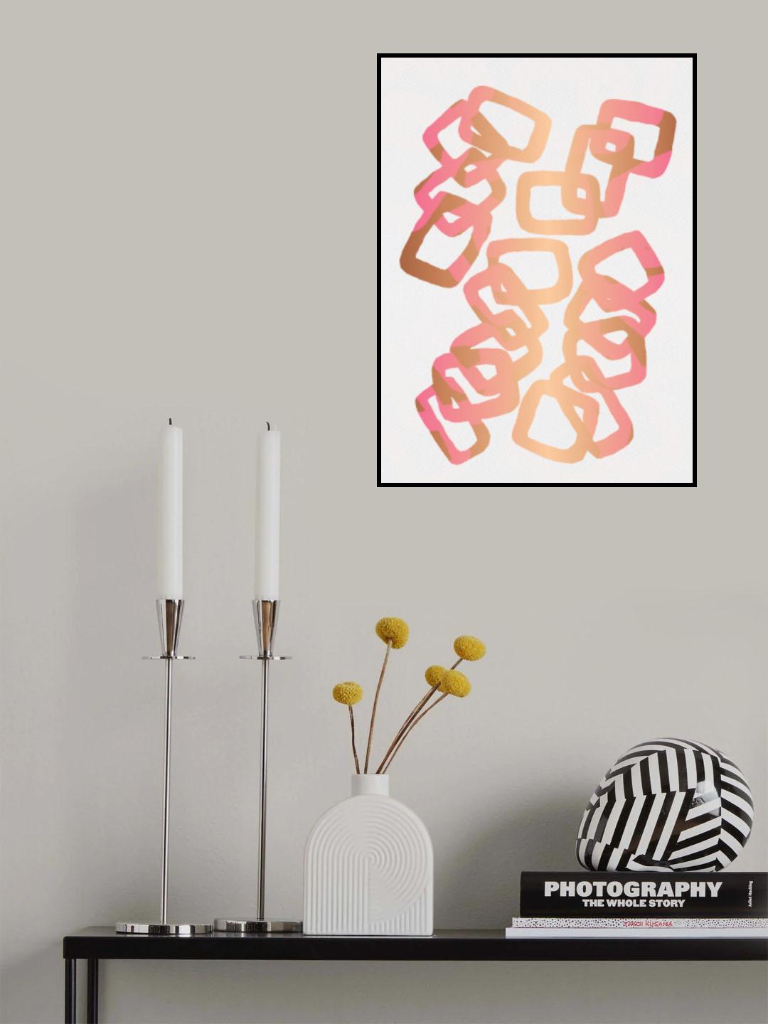 Gold Pink Rectangle Chain Poster och Canvastavla