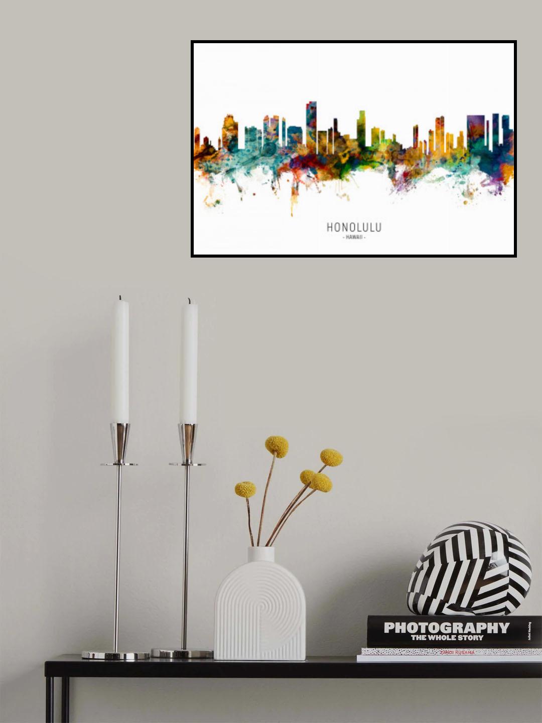 Honolulu Hawaii Skyline Poster och Canvastavla