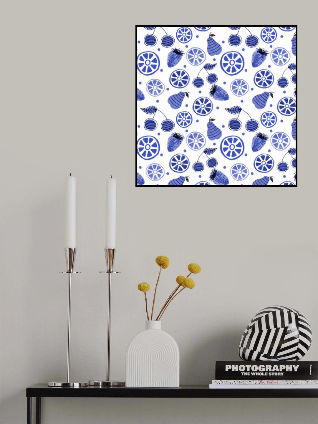 Navy Fruit Bowl Poster och Canvastavla