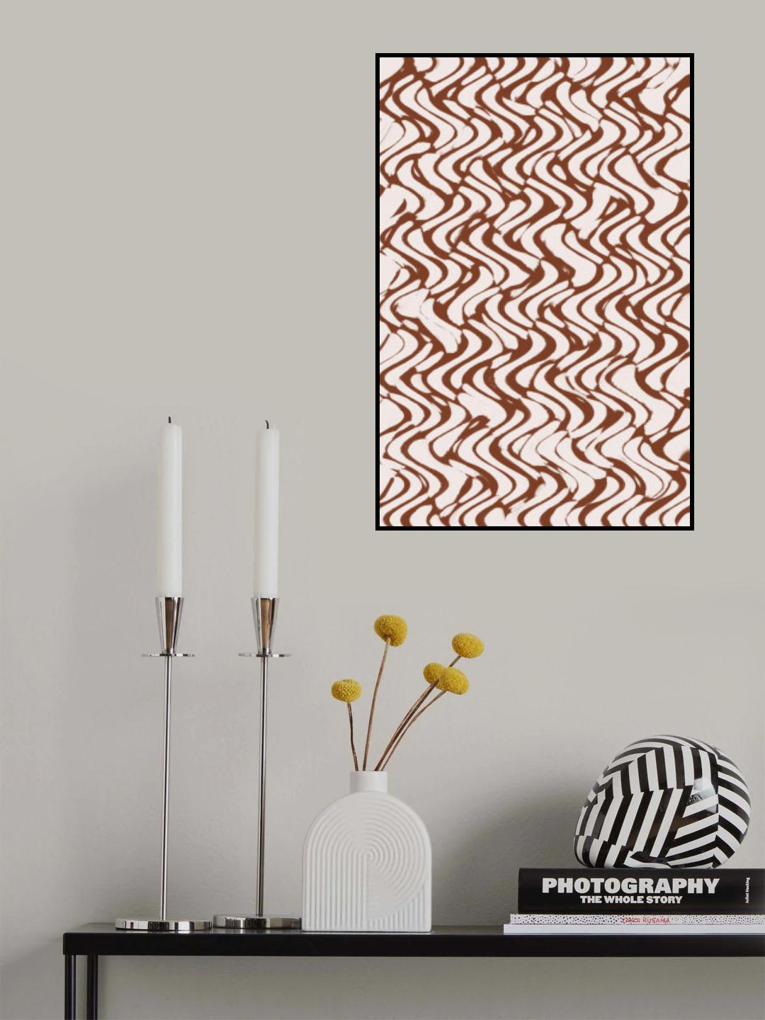 Beige Wavey Zig Zag Pattern Poster och Canvastavla