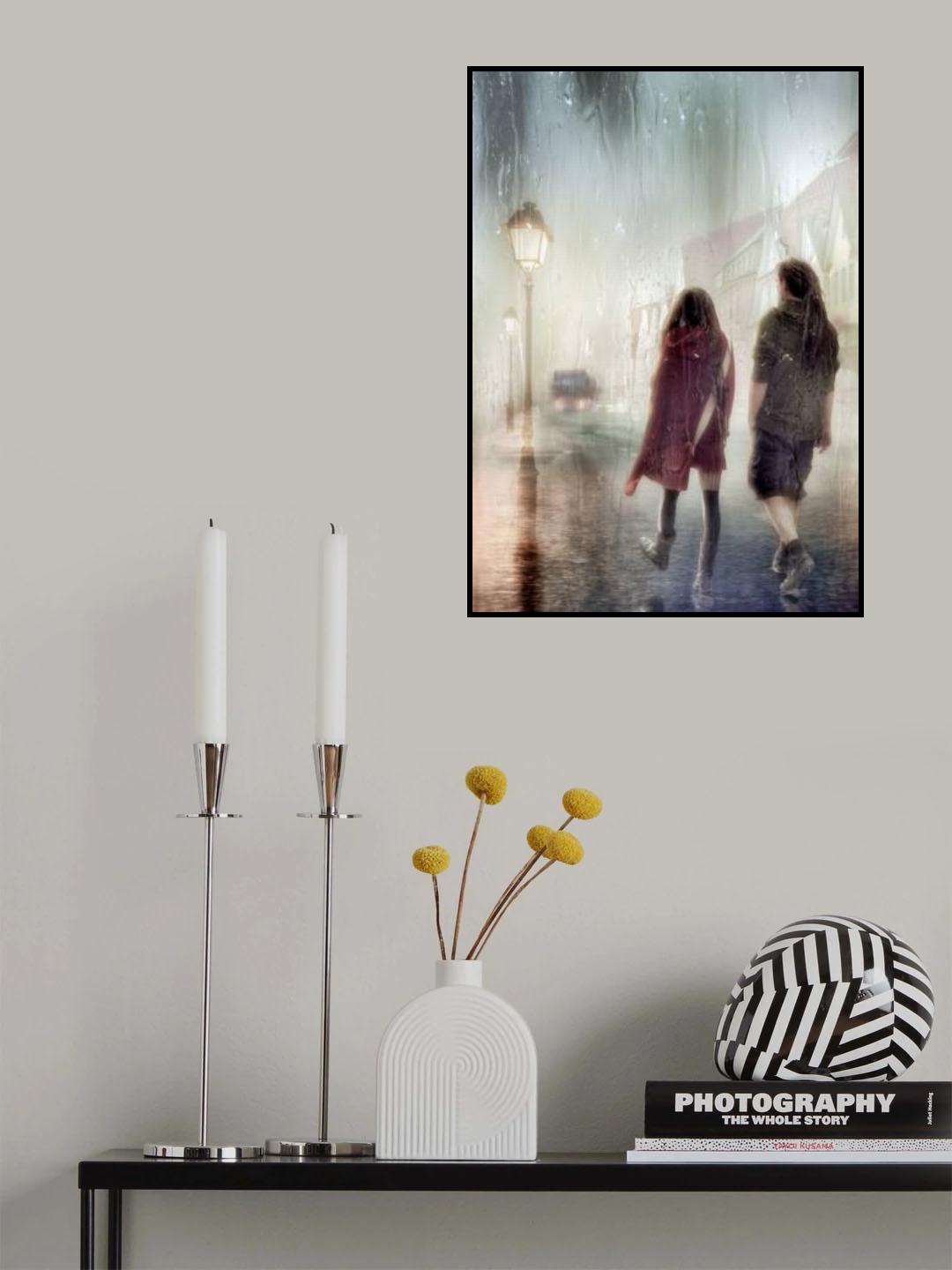 ‘....walk the city streets on a misty rainy day... Poster och Canvastavla