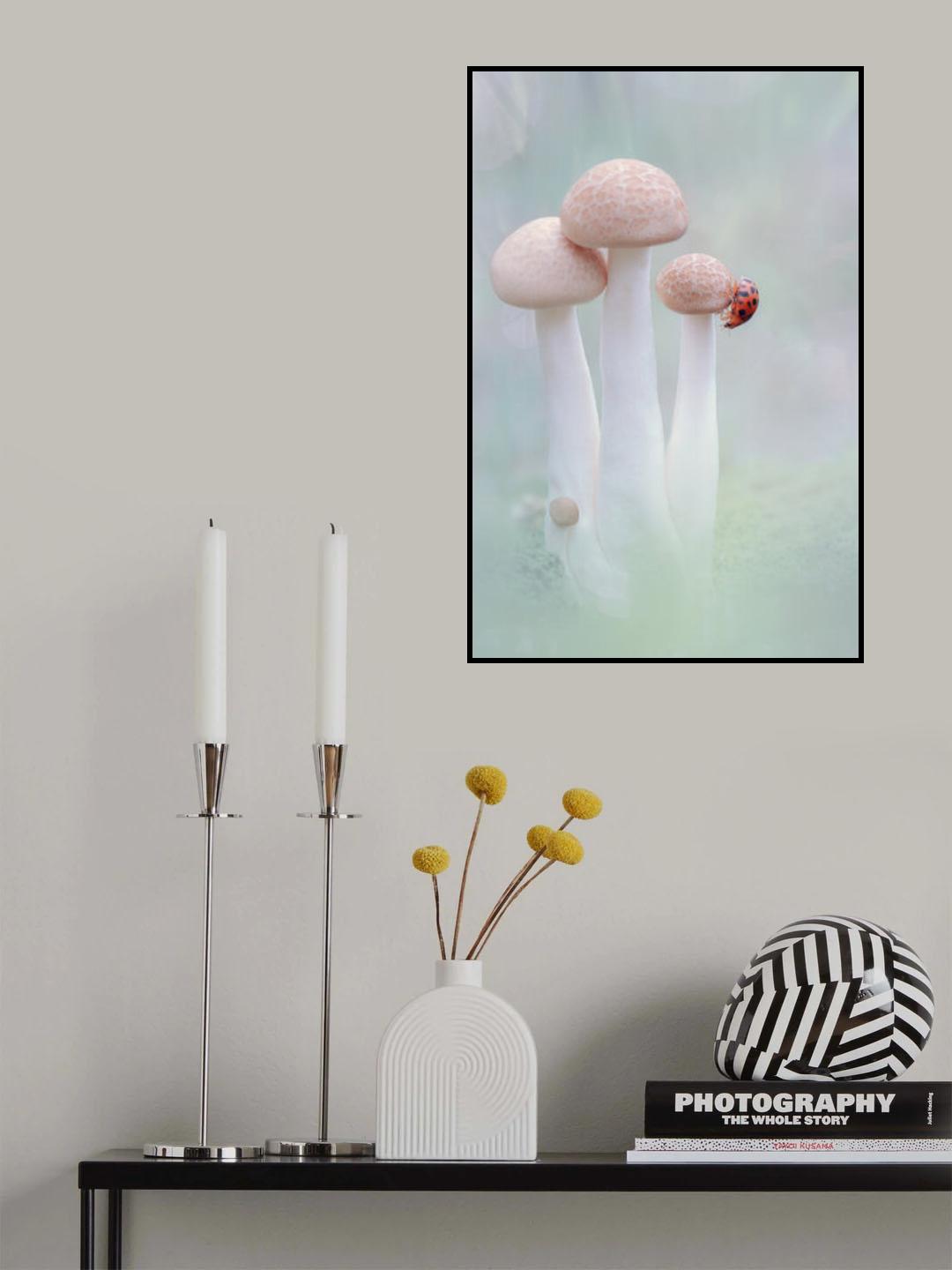 mushrooms and ladybug Poster och Canvastavla