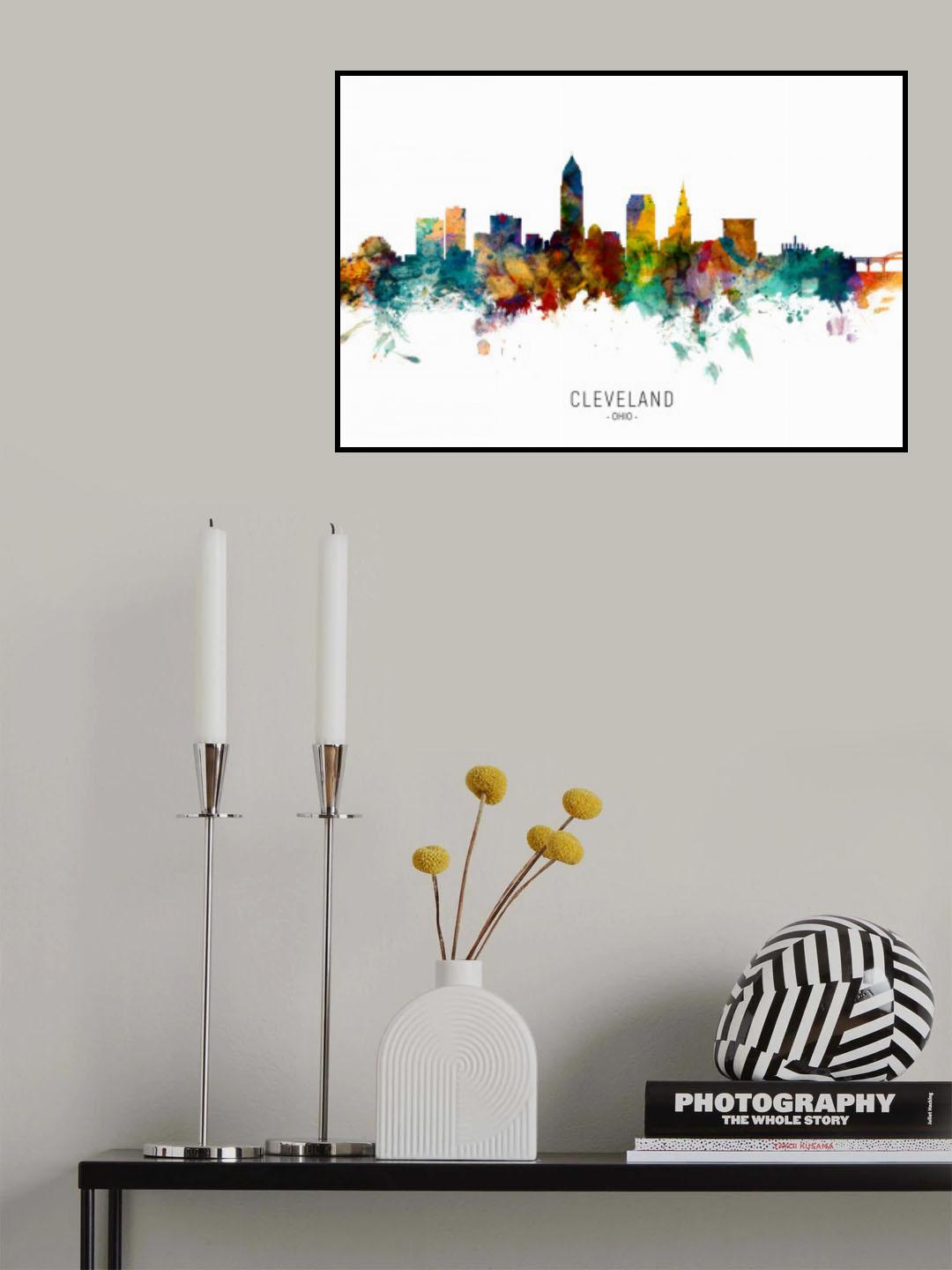Cleveland Ohio Skyline Poster och Canvastavla