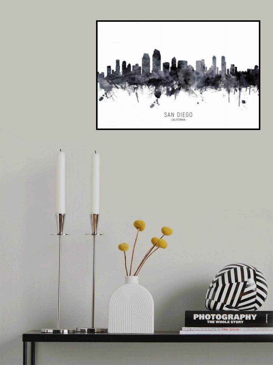 San Diego California Skyline Poster och Canvastavla