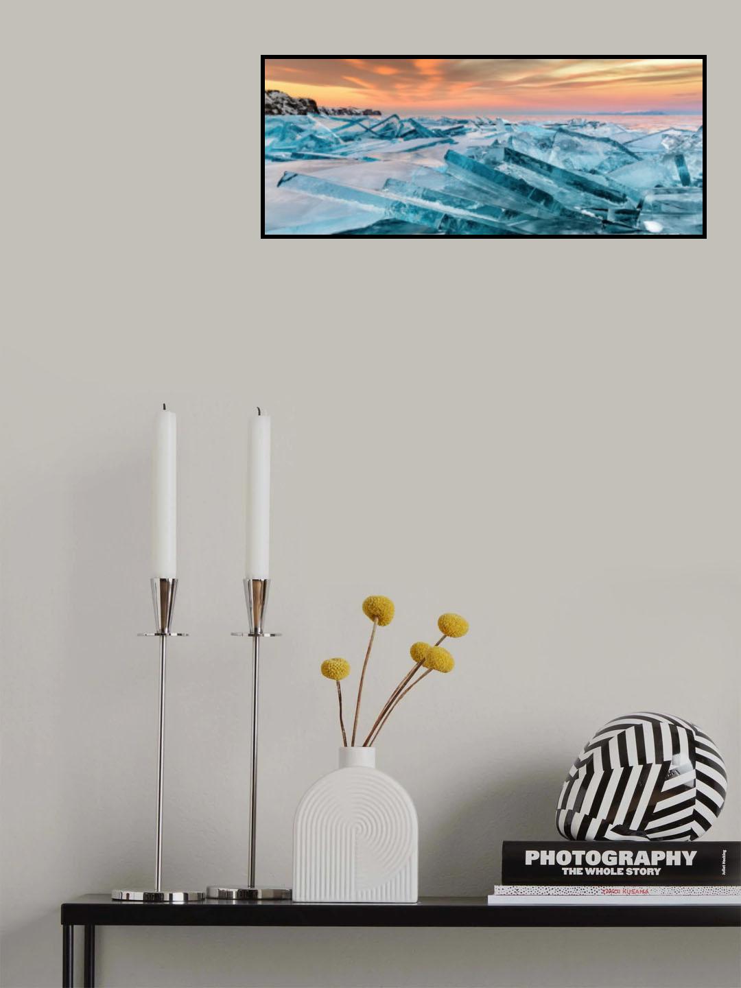 Baikal ice on sunset Poster och Canvastavla