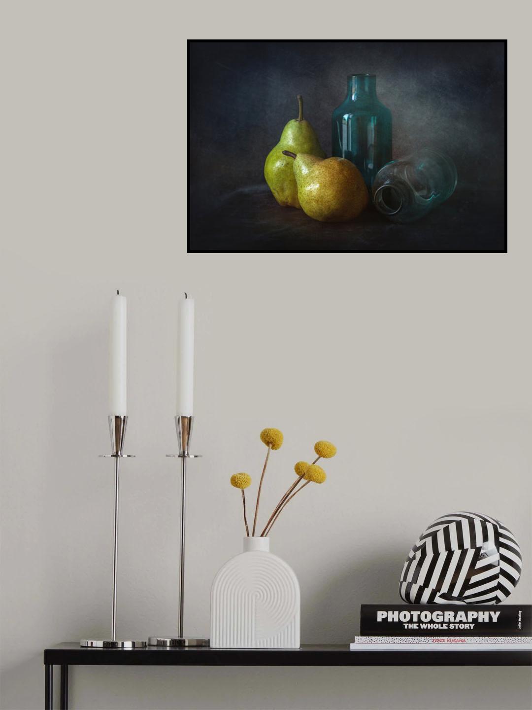 Pears In Blue and Teal Poster och Canvastavla