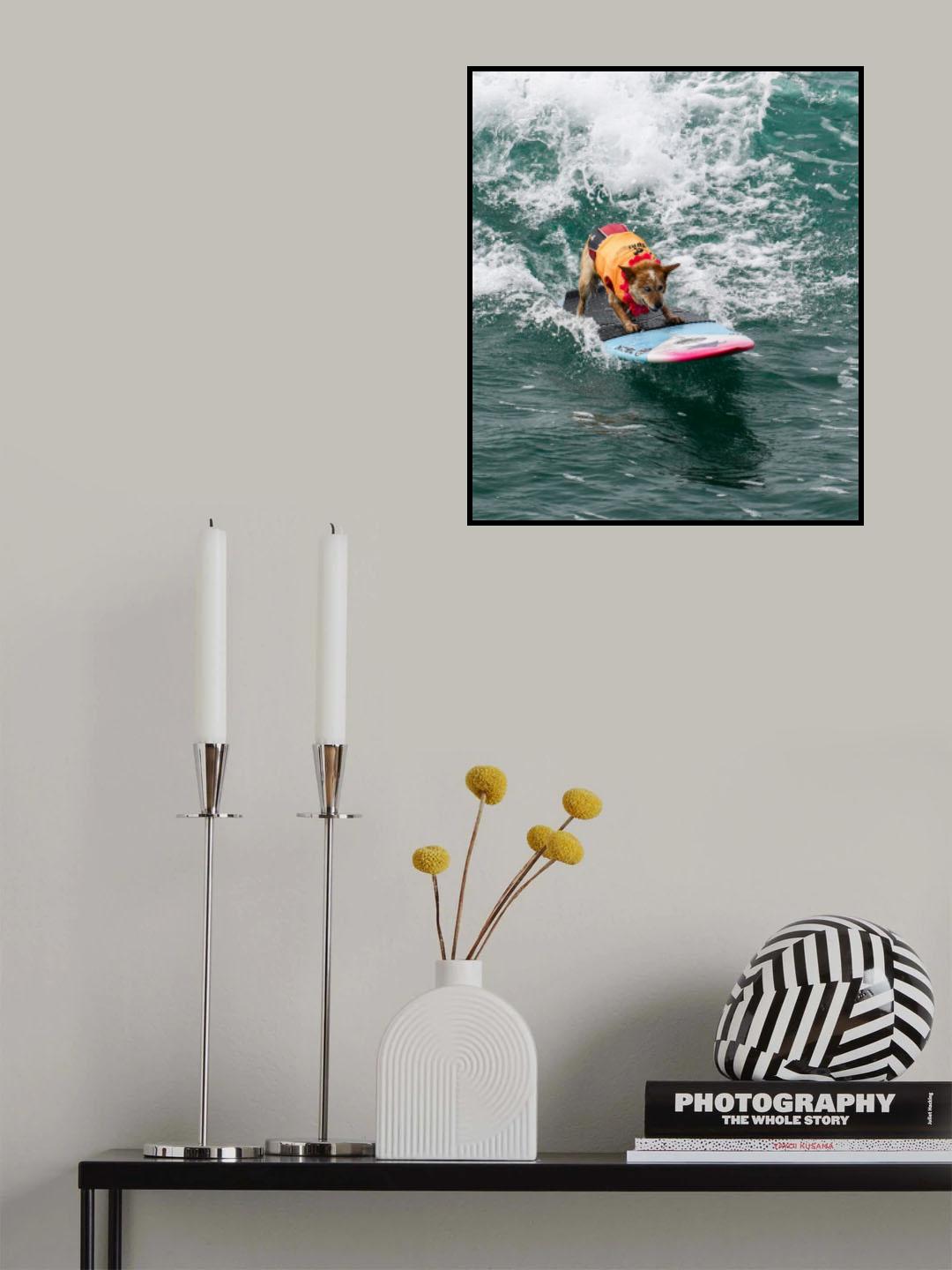 Surfing Dog Poster och Canvastavla