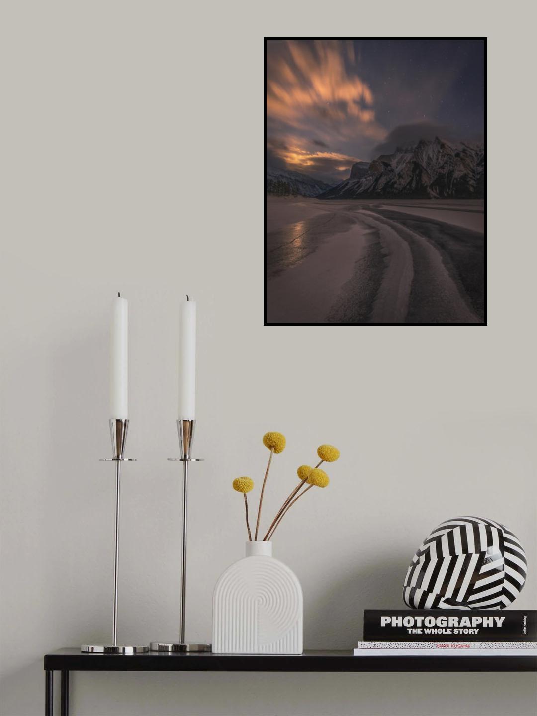 Frozen Lake at Night Poster och Canvastavla