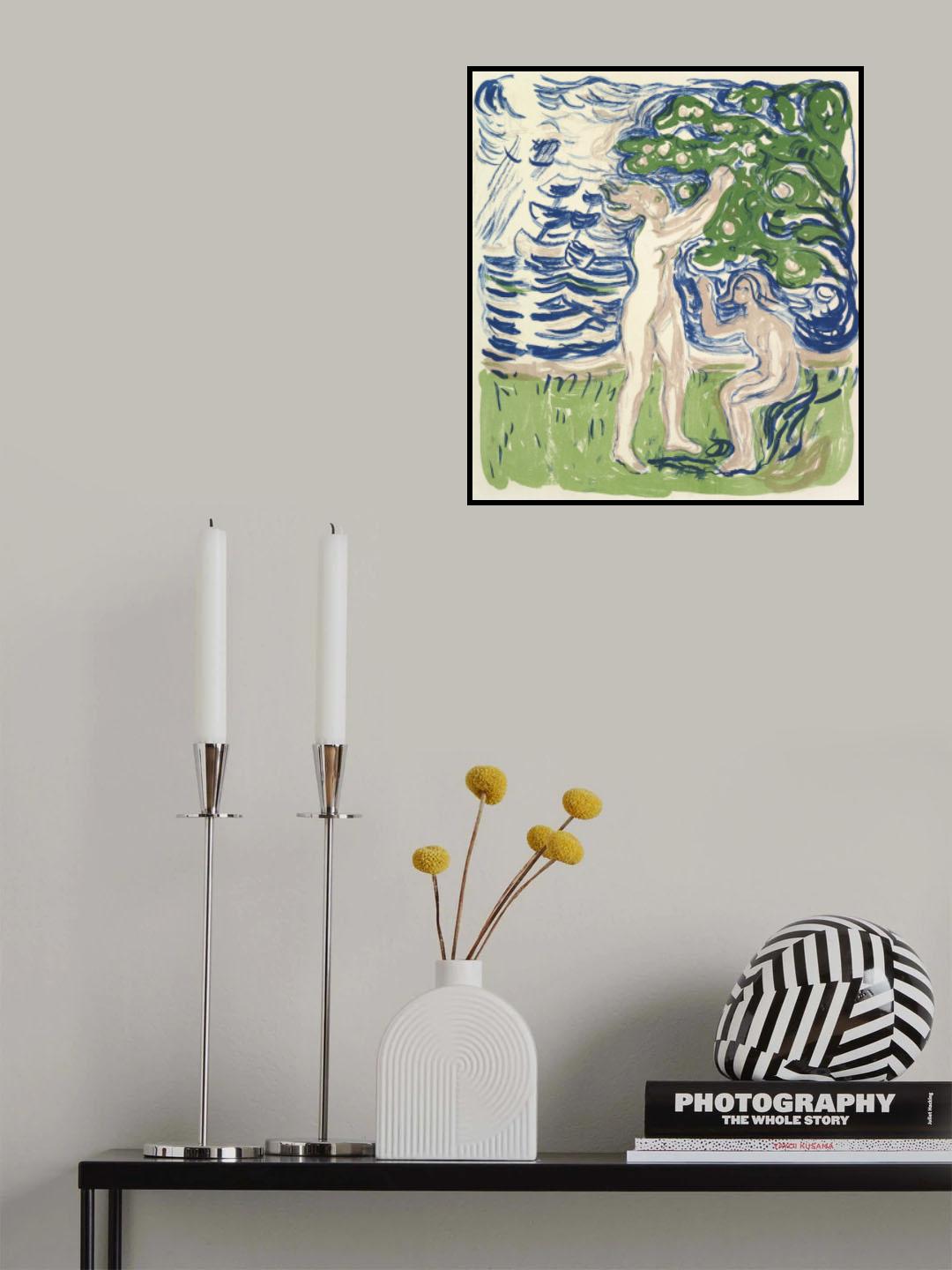 Girls Picking Apples Poster och Canvastavla