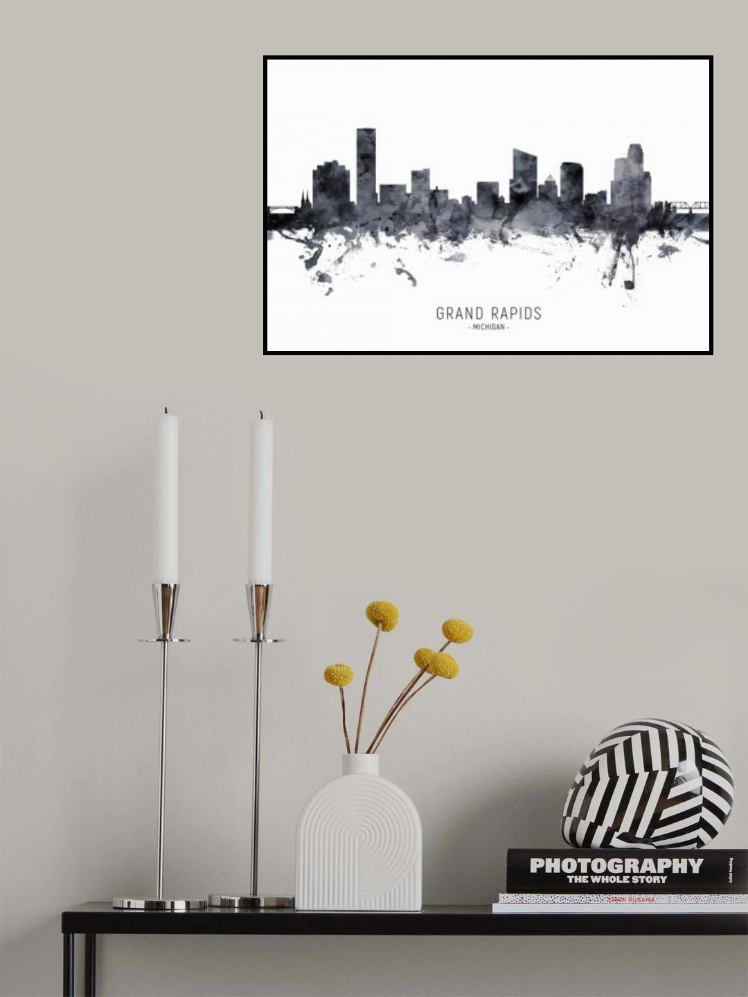 Grand Rapids Michigan Skyline Poster och Canvastavla