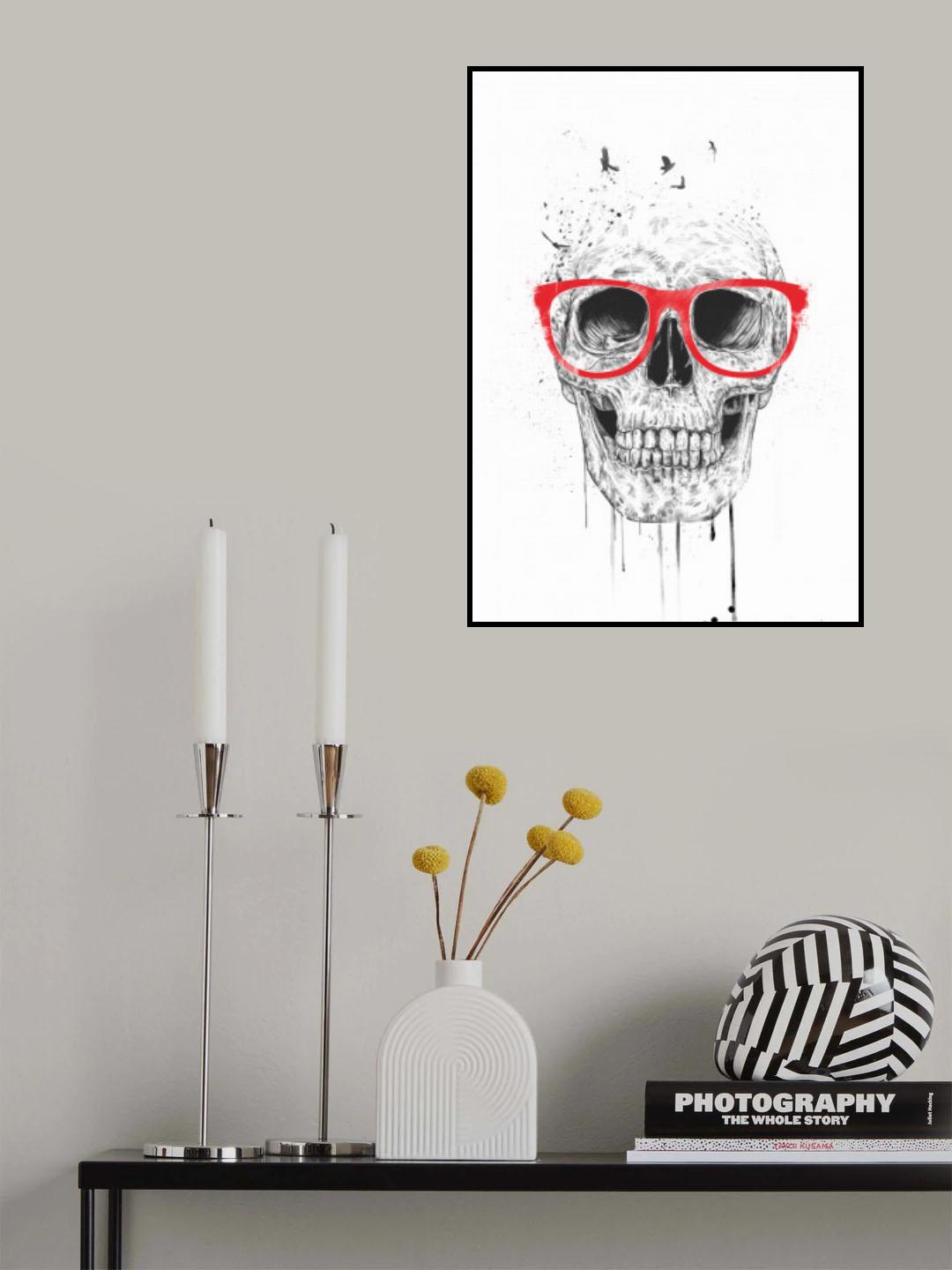 Skull with red glasses Poster och Canvastavla