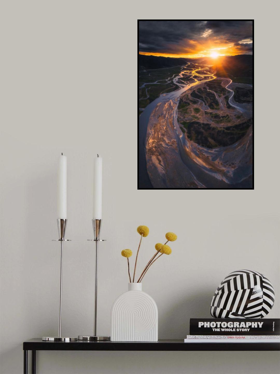 The river bay under the sunset Poster och Canvastavla