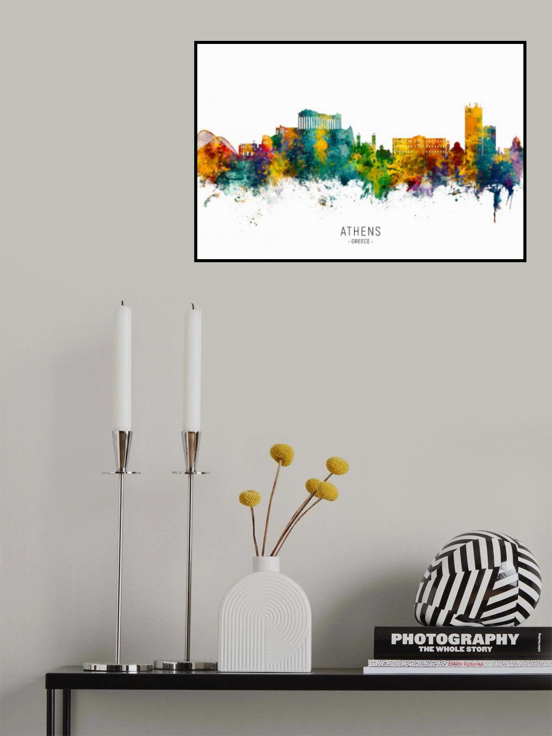 Athens Greece Skyline Poster och Canvastavla