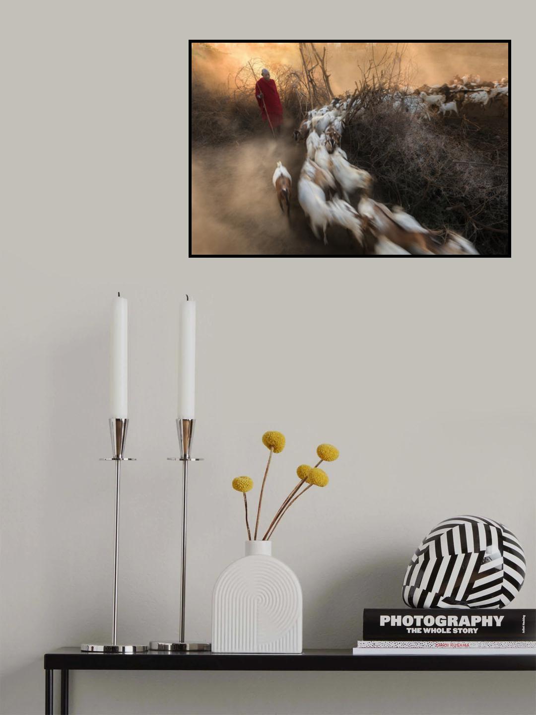 Masai village morning Poster och Canvastavla