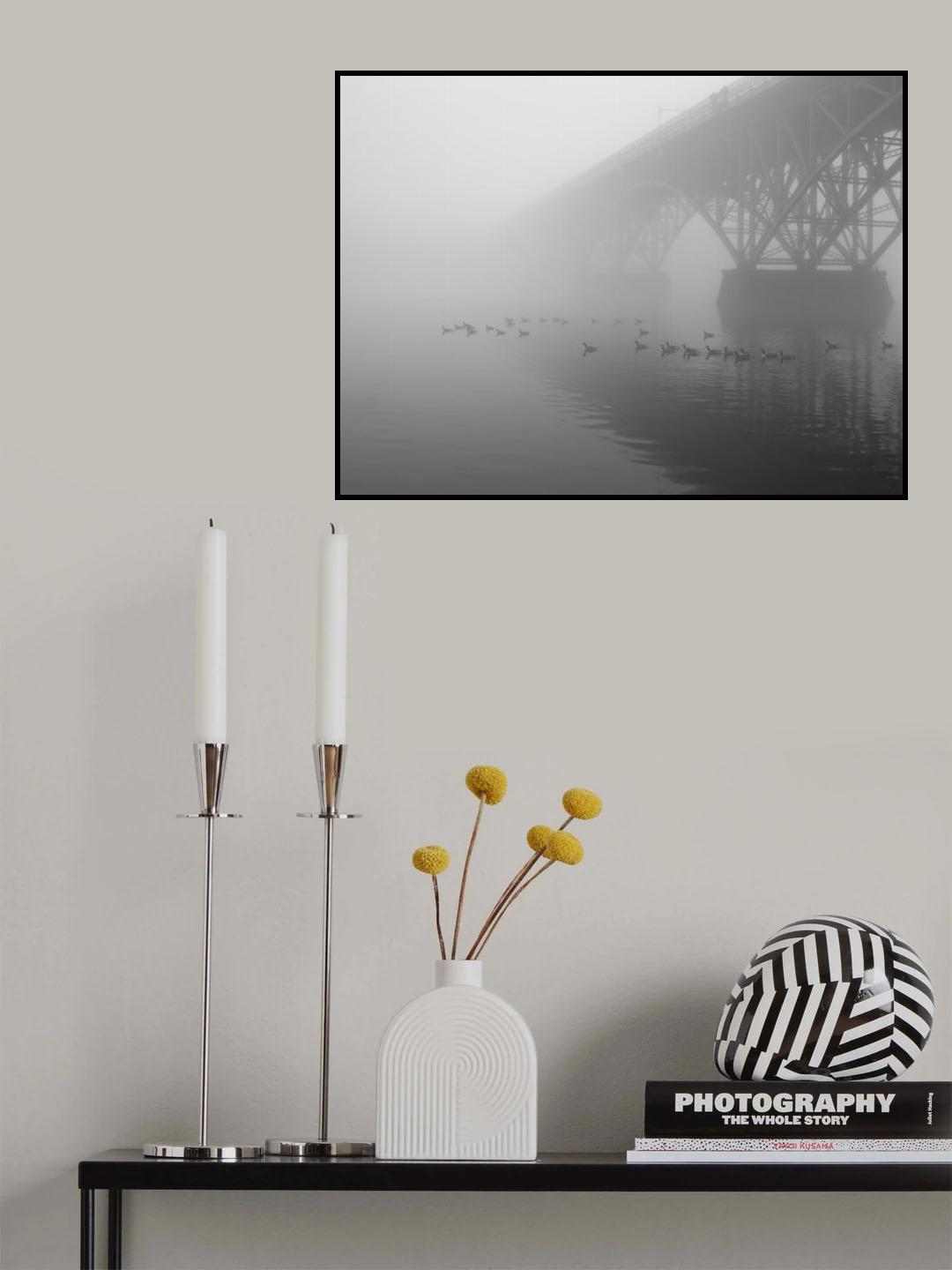 geese at strawberry mansion bridge Poster och Canvastavla