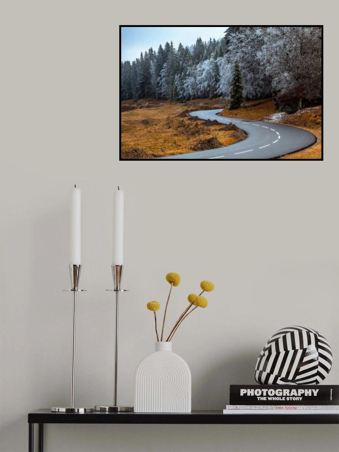 The road and the frozen trees Poster och Canvastavla