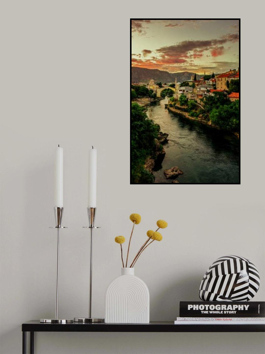 Mostar sunset Poster och Canvastavla