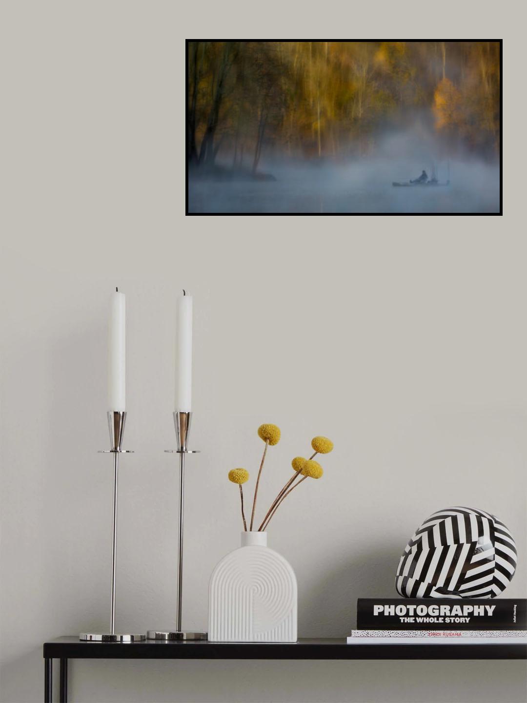 Fishing in Misty Morning Poster och Canvastavla