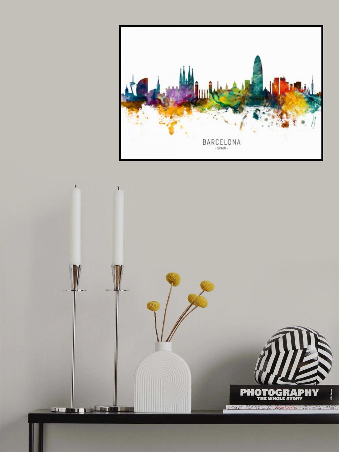 Barcelona Spain Skyline Poster och Canvastavla