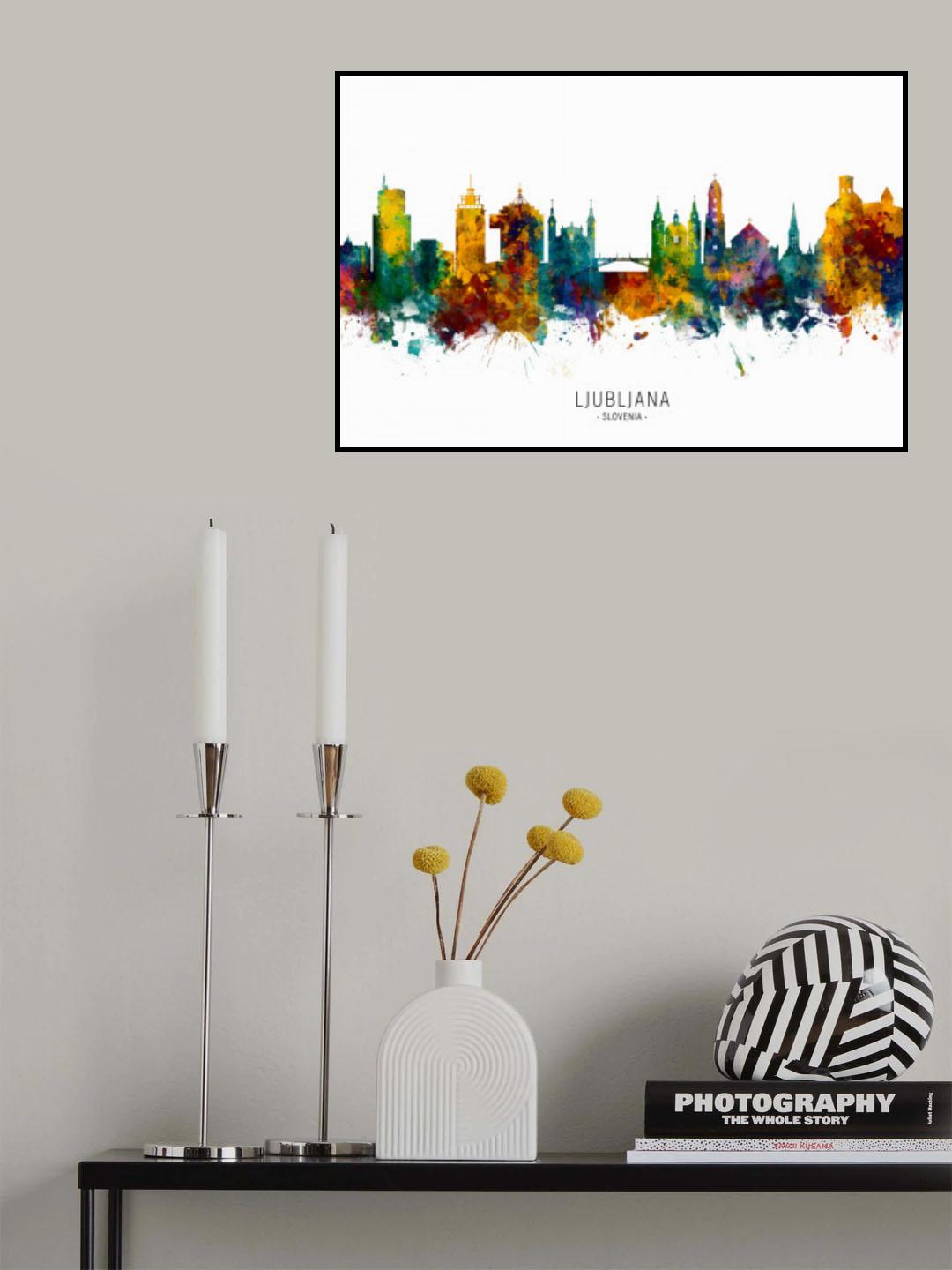 Ljubljana Slovenia Skyline Poster och Canvastavla