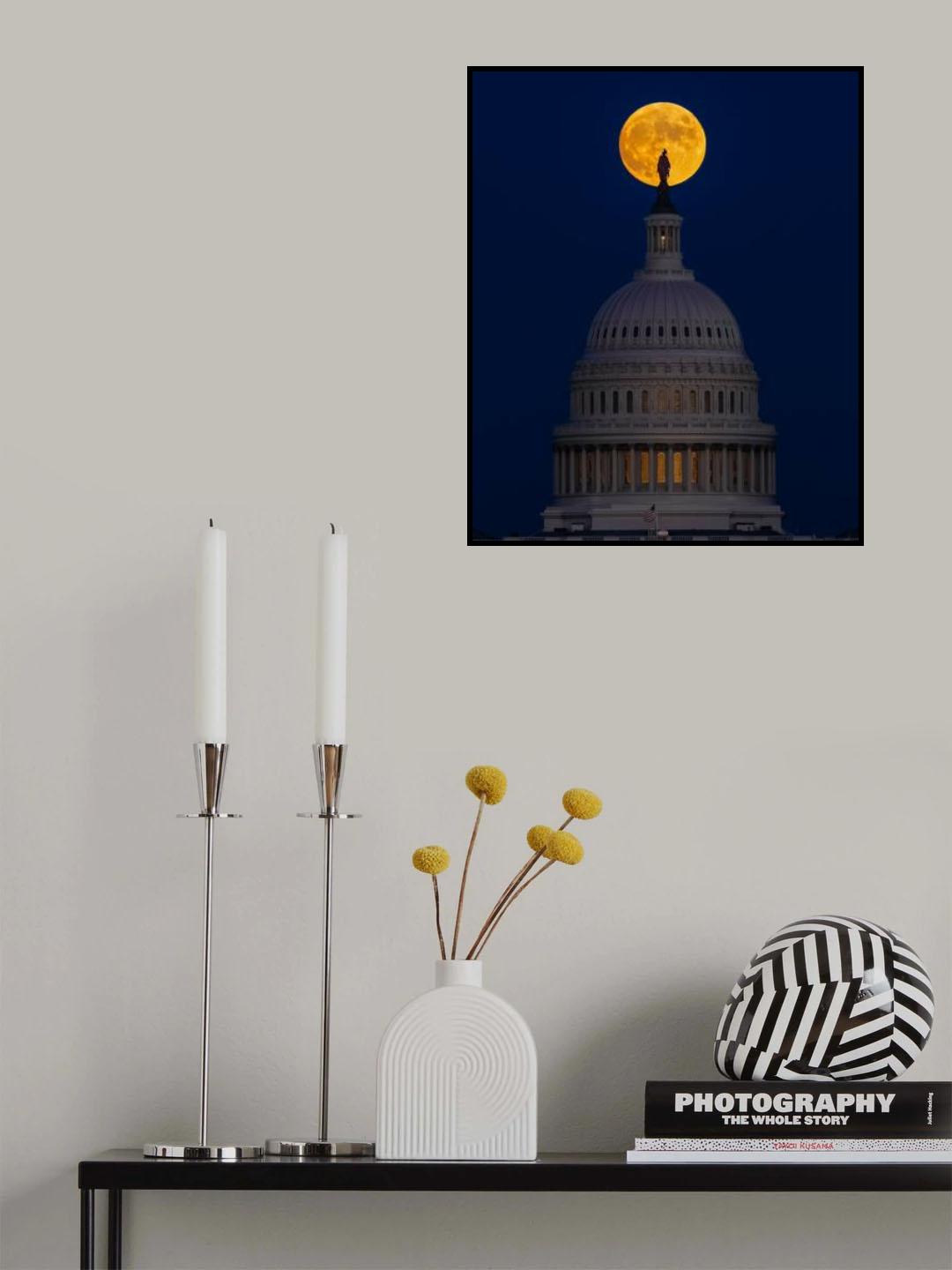 Moon Rise at Washington Capital Poster och Canvastavla
