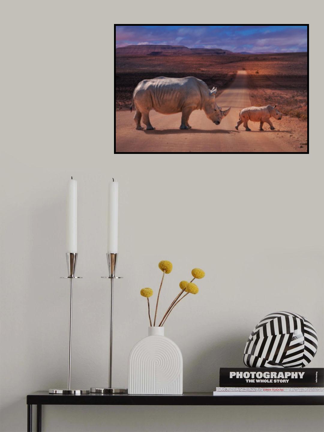 RhinosCrossing Poster och Canvastavla