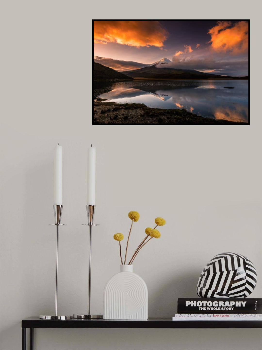 The vulcano Cotopaxi with snowy peak in the morning light Poster och Canvastavla