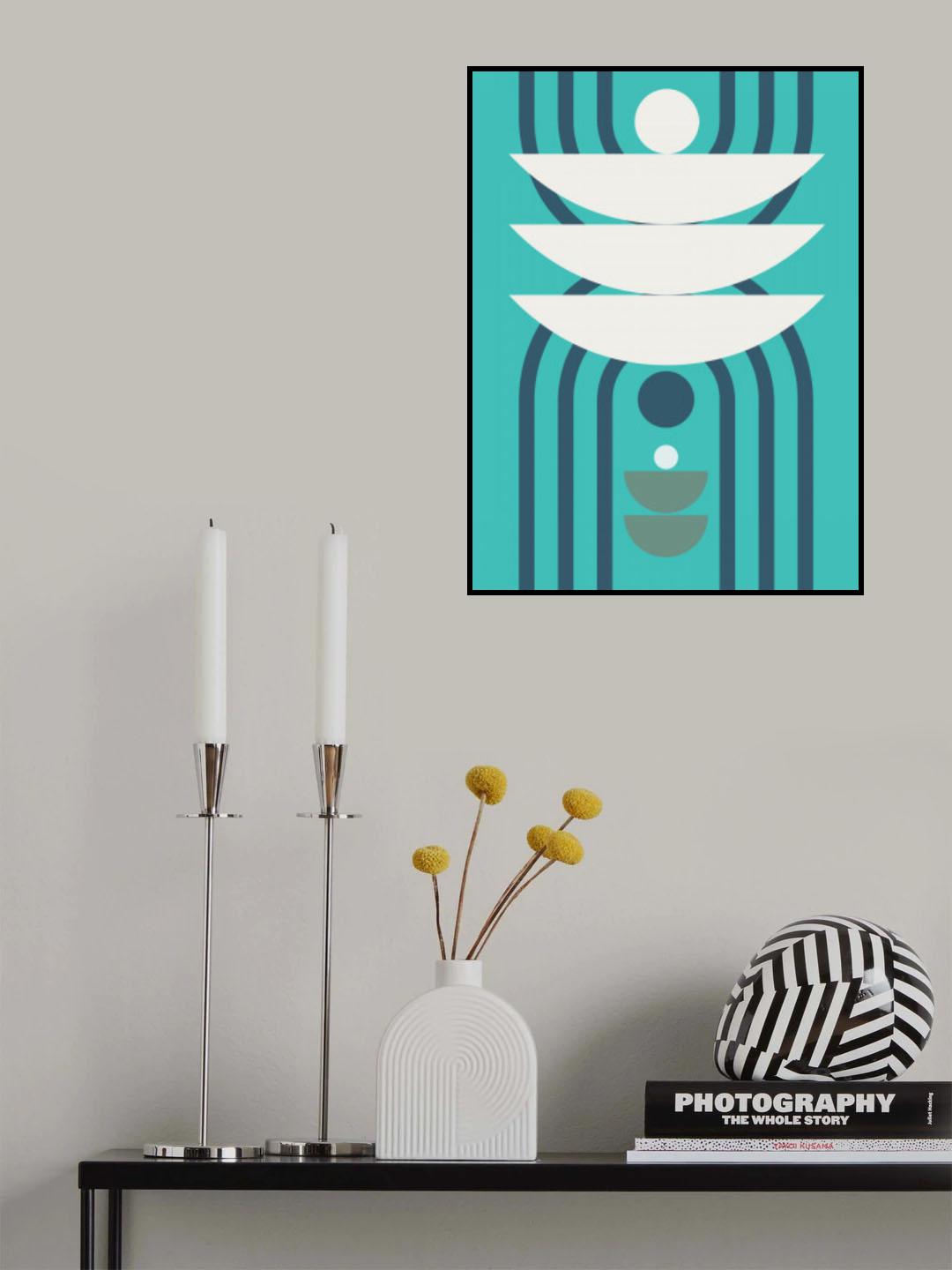 Mid Century Geometrical In Mint Poster och Canvastavla