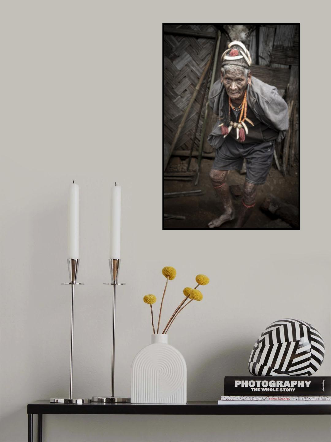 Konyak elder at Nagaland, India Poster och Canvastavla