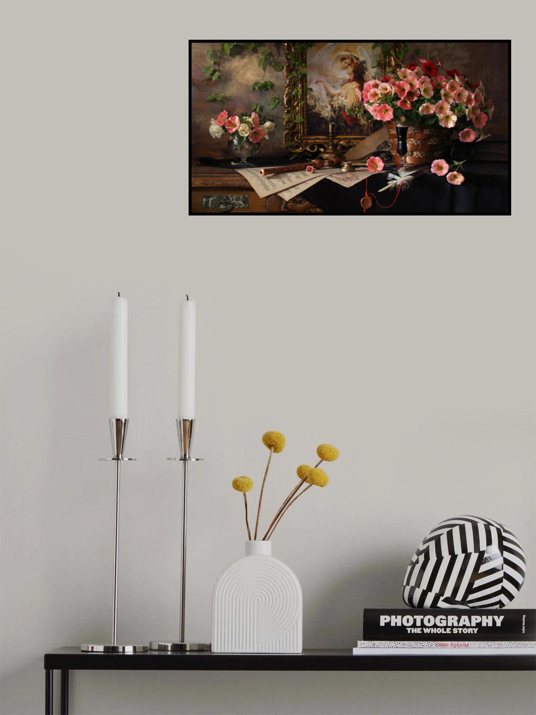 Still life with flowers and picture Poster och Canvastavla