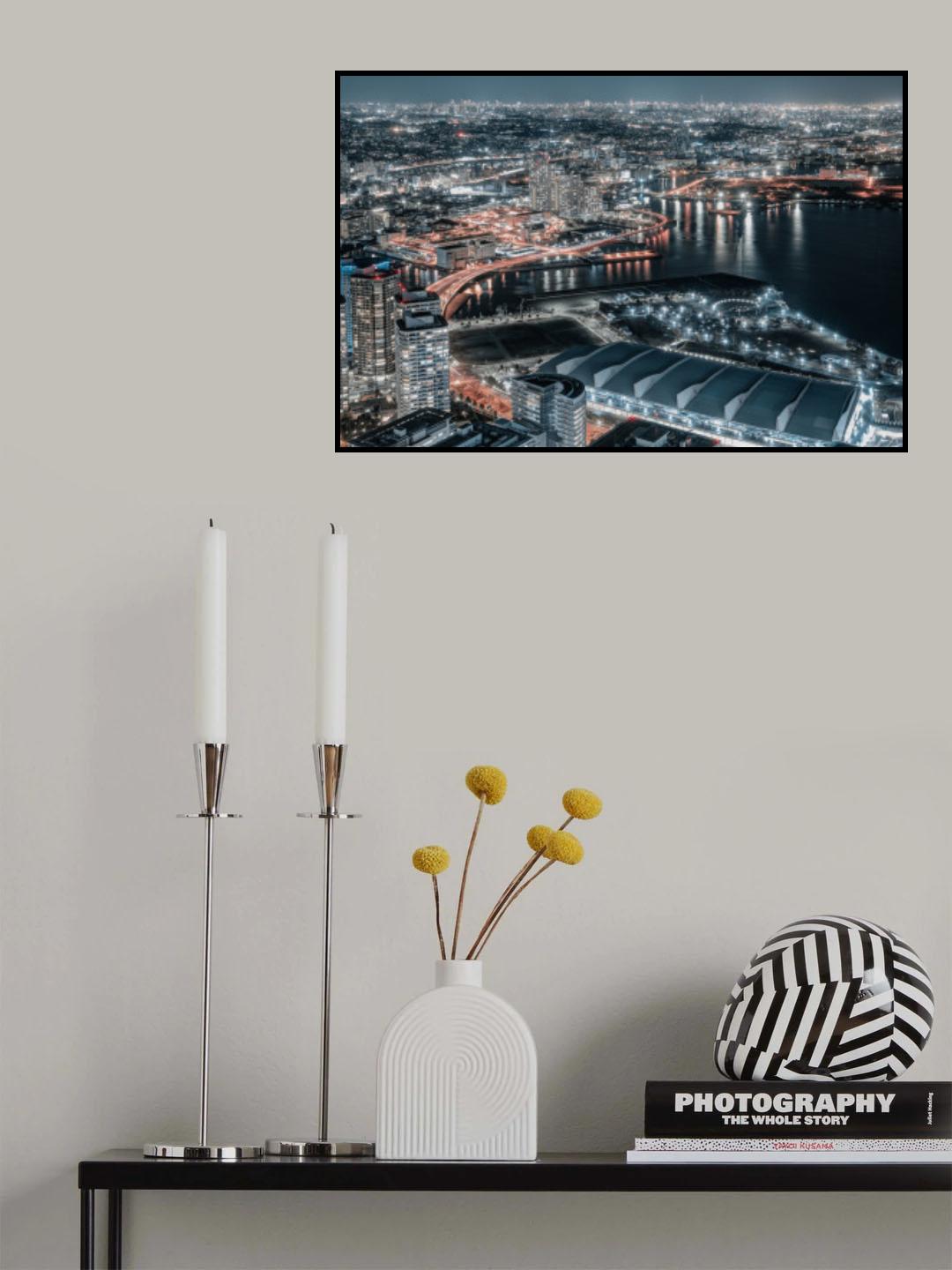 Yokohama Urban Night Poster och Canvastavla