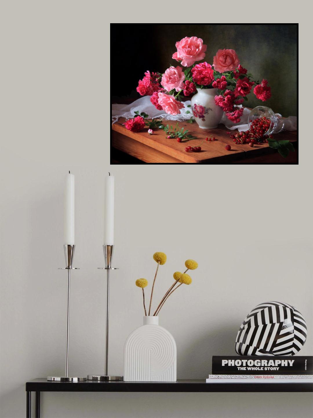 Still life with roses and berries Poster och Canvastavla