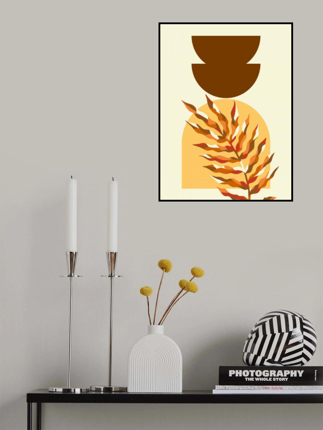 Mid Century Geometrical With Plant Poster och Canvastavla