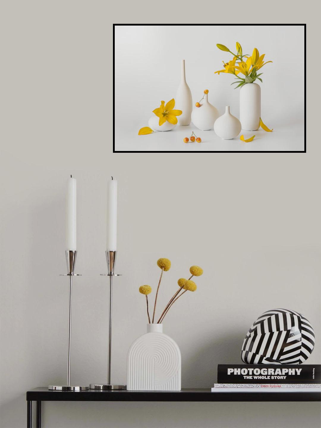 Blooming Lily and Sweet Cherry Poster och Canvastavla