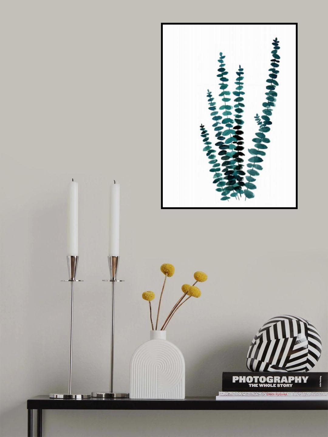 Teal watercolor eucalyptus I Poster och Canvastavla