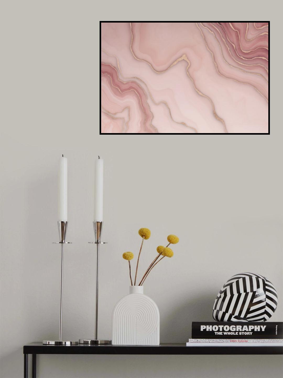 Marbled Glamour Rose Gold Peach Poster och Canvastavla