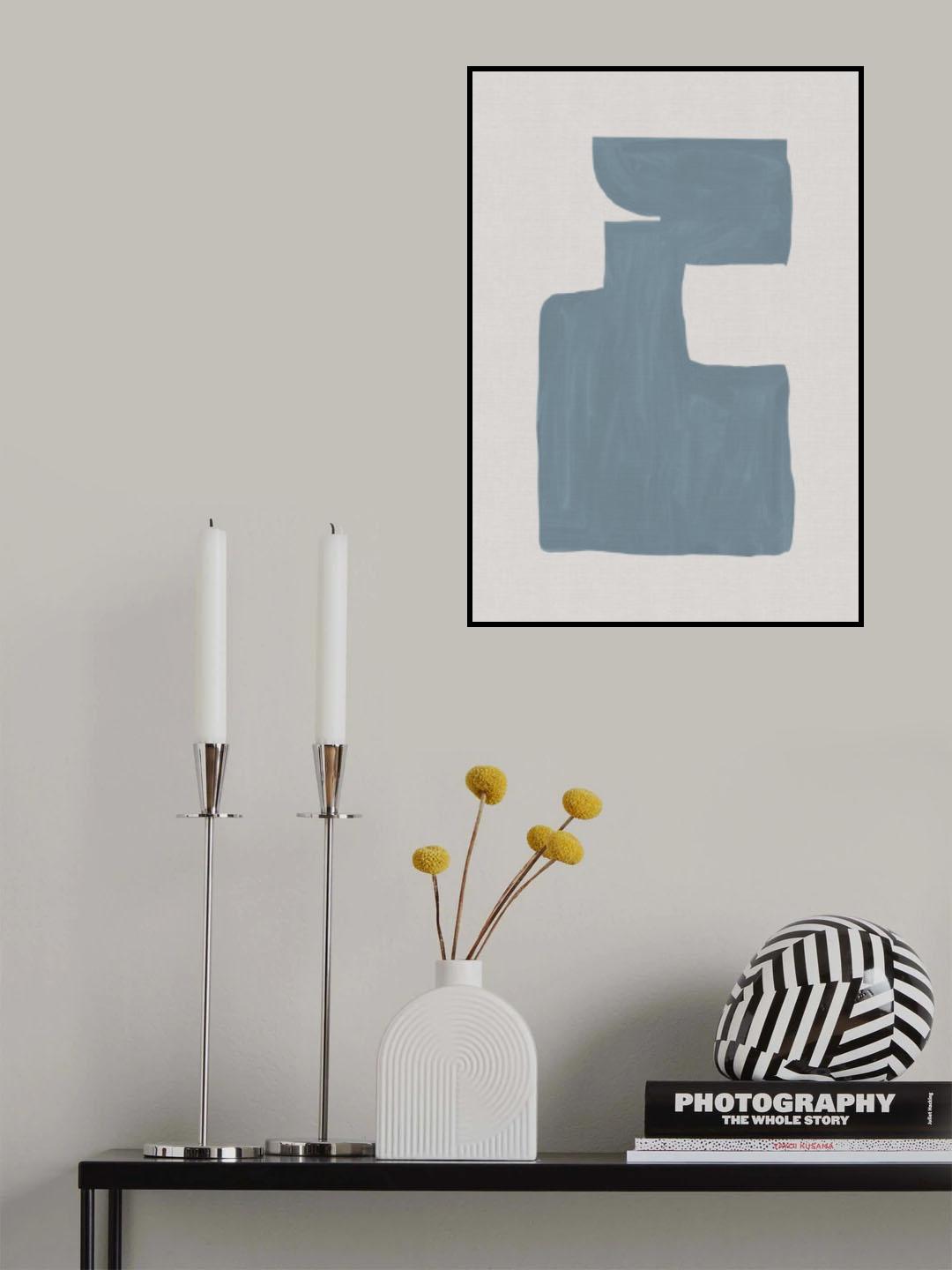Mid Century Blue III Poster och Canvastavla