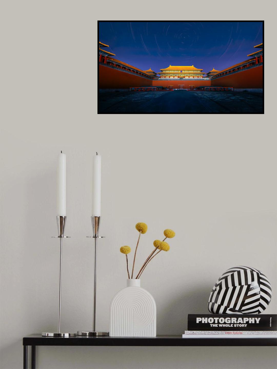 Night view of the Meridian Gate of Forbidden City Poster och Canvastavla