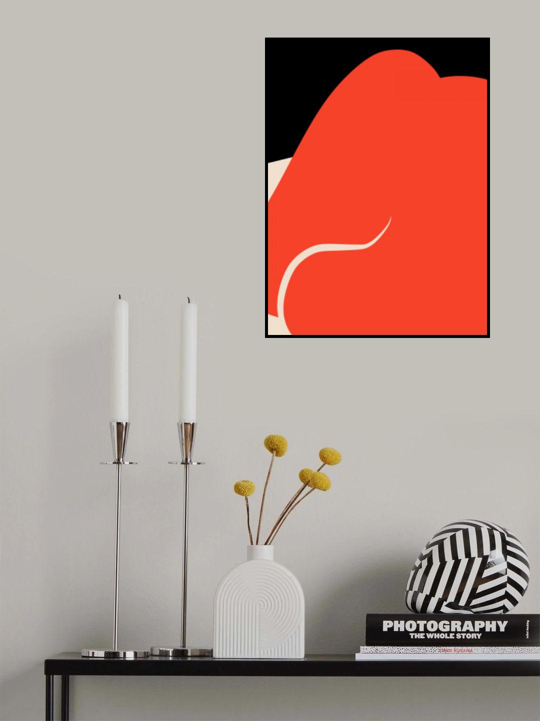 Black In Red Abstract Poster och Canvastavla