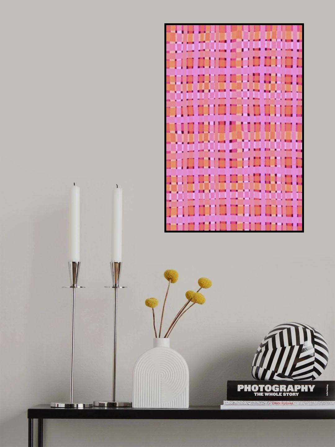 Pink Plaid Poster och Canvastavla