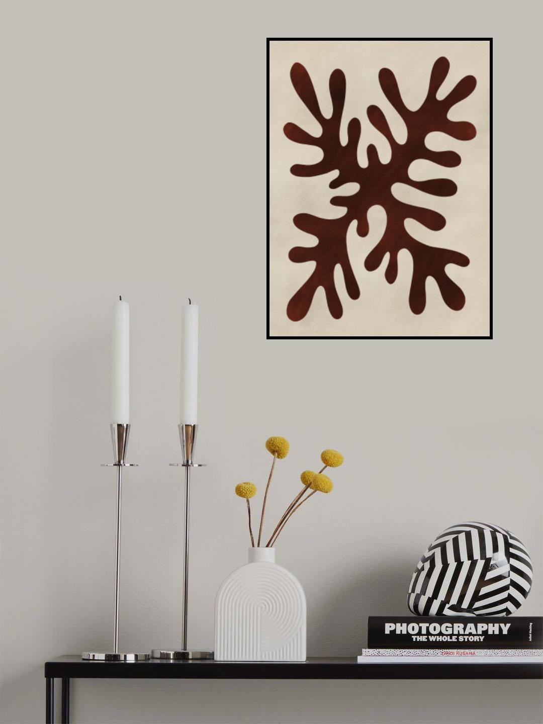 Minimal Black Coral Study Poster och Canvastavla