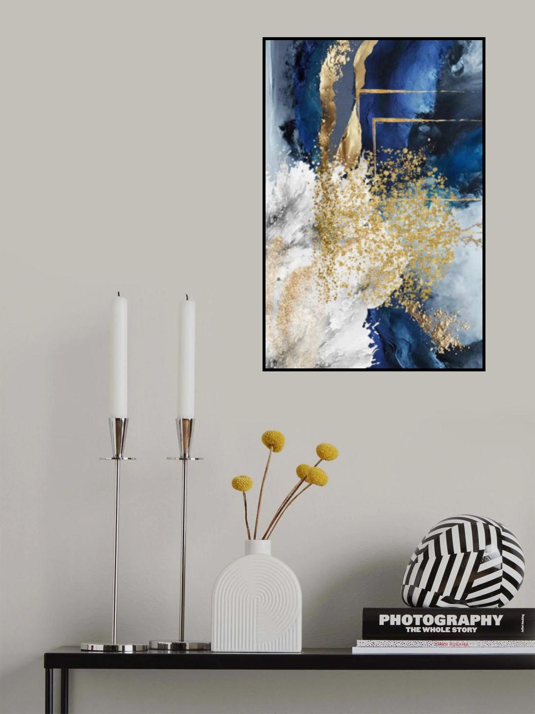 Navy Marble Poster och Canvastavla