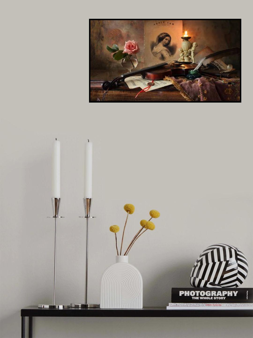 Still life with violin and rose Poster och Canvastavla