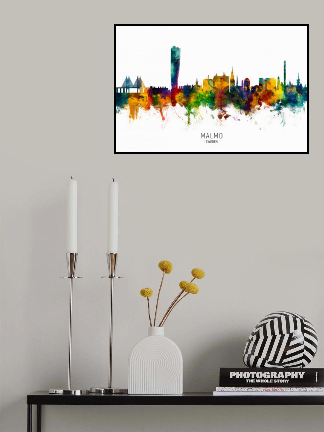Malmo Sweden Skyline Poster och Canvastavla