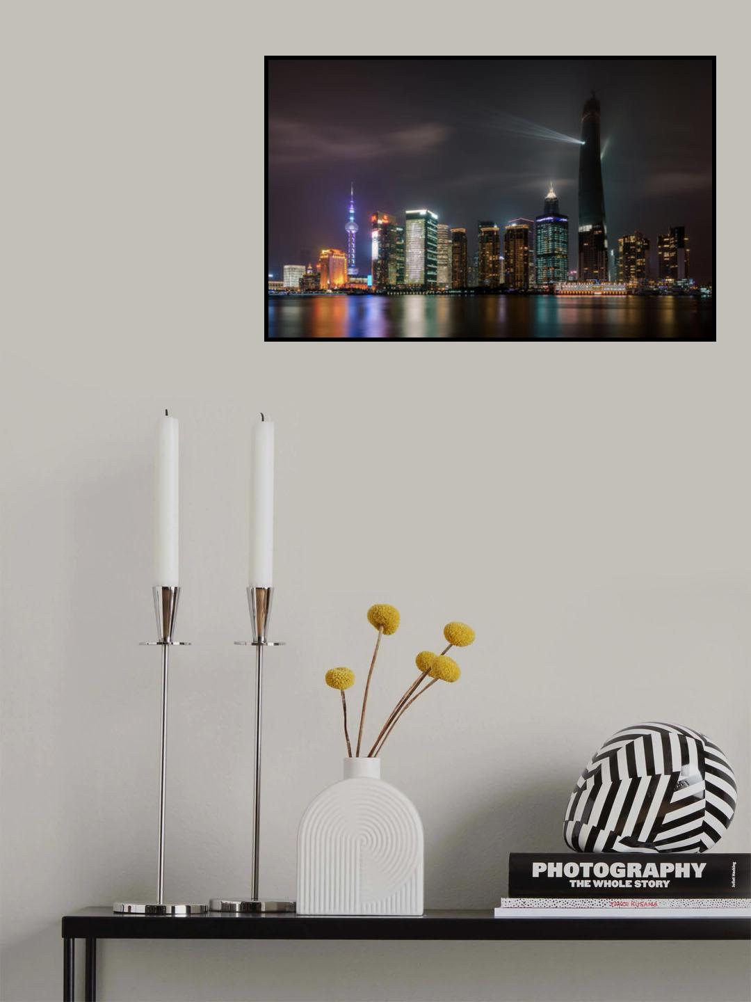 Shanghai skylines at night Poster och Canvastavla